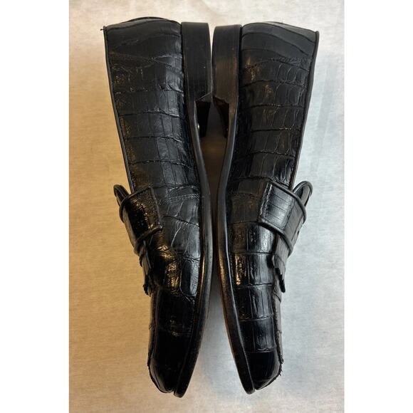Belvedere Shoes Mens 10.5 M Genuine Crocodile Loafers Hand Made In Italy.
